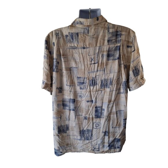 Batik Bay Button Up Shirt XLT Short Sleeve Beige Abstract Beach Tropical Rayon - Picture 2 of 7
